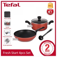 TEFAL Fresh Start 4pcs Set (Stewpot 20+Wokpan 28+ Ladle) Periuk Pot Pan Wok Kuali