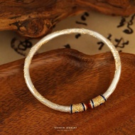 999 Sterling Silver Bracelet Female Ancient Method Drawing Gold Tang Grass Pattern Retro New Chinese
