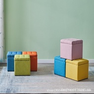 Fabric Entryway Sofa Stool, Can Seat People, Cotton Linen Storage Stool, Foldable Shoe Changing Stoo