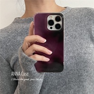 INS Wine Red Gradient Gradient Pattern Laser Glacier Phone Case Anti-Fall Phone Case for iPhone 16 P