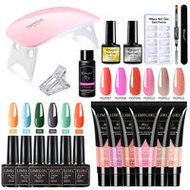 Nail Extension Kit Acrylic Gel Polish Nail Polish with UV LED Nail Lamp Manicure Kit and Base Coat T