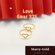 Ready Stock Cincin Original Emas 375 Love 9K Gold Ring Pakai Harian Tahan Lasak Padu Jewellery Bentu