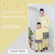 BAJU MELAYU TELUK BELANGA SET SEDONDON AYAH DAN ANAK SOFT YELLOW RAYA 2023