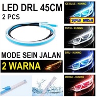 SET 2PC Led Eyebrow Running 45 Cm 2 Colors Stick-on Drl Car Motorcycle Lights Reverse Brake Flexible