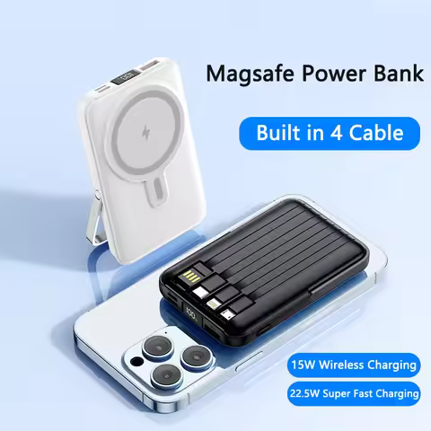 20000mAh Magsafe Power Bank Magnetic Wireless Powerbank With Cable Stand for iPhone 16 Xiaomi Samsun