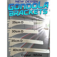 New Gondola Bracket (25/35/40cm) – Wall/Island Racking Use | White | 1 pc