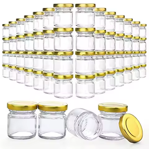 60 Pack Small Glass Jars with Lids 1.5 oz Mini Honey Jars Candle Jar for Candle Making for Gifts Cra