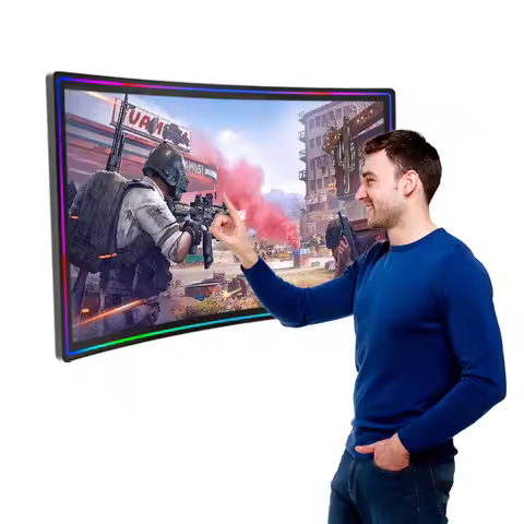 Game Machine Touch Screen Monitor 32 43 50 55 Inch Gaming Curved Monitor With Led Lights