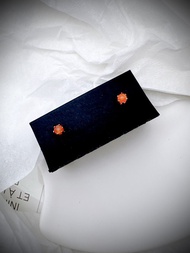 C&W 天然橙紅芬達石簡約大方s925純銀六爪耳釘耳環