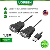 UGREEN USB 2.0 to Dual Serial RS232 DB9 9 Pin Adapter Cable Serial Device Cash Register Label Writer