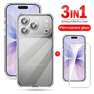 Clear Shockproof Case+Screen Glass 3in1 For iPhone 17 Pro Max Screen Protector Camera Lens Film iPho