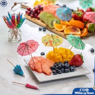 50pcs Disposable Cocktail Umbrell Wooden 10cm Cocktail Fork Dessert Salad Stick Picnic Wedding