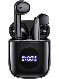 無線耳塞 5.3 耳機 60 小時電池續航時間帶無線充電盒 Led 電量顯示深低音耳塞防水耳機麥克風立體聲耳機適用於電視手機筆記型電腦黑色