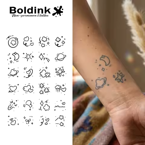 BOLDINK Cute Healing Style Moisturizing Tattoo Sticker Unisex Fashion Design Easy Apply Waterproof L