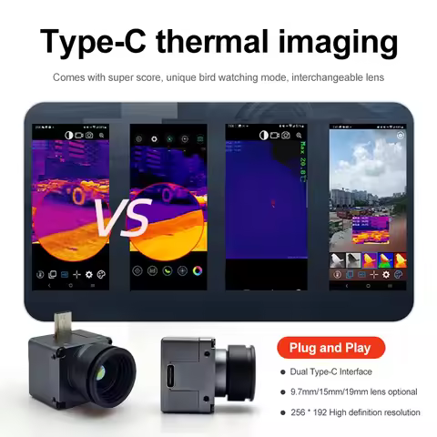 9.7mm lens 256*192 Pixels Thermal Camera Android Type C Mobile Phone Infrared Thermal Imager For Ele