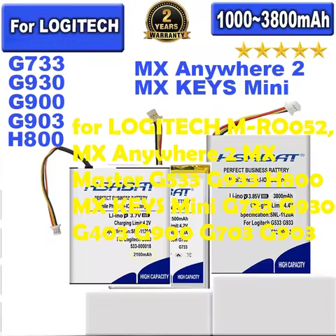 Battery for LOGITECH M-RO052, MX Anywhere 2 MX Master G533 G933 H800 MX KEYS Mini G733 G930 G403 G90