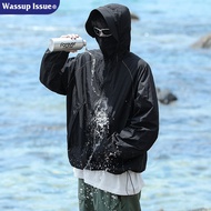 เสื้อกันแดดผ้าไหมน้ำแข็ง WASSUP ISSUE สำหรับผู้ชาย ฤดูร้อนบาง กันแสง UV สำหรับตกปลา ระบายอากาศได้ดี 