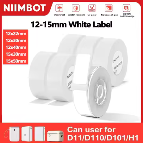 Niimbot D110 Label Sticker White Waterproof Anti-Oil Thermal For D11/D110/D101 Label Printe For Scho