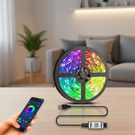 Decorative USB LED Strip Lights, DC 5V RGB 5050 Bluetooth APP Control, Flexible Diode Ribbon for TV 