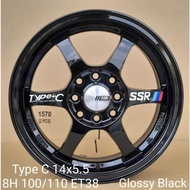 SSR Type C 14 inch 5.5 jj Et38  8H100/110 Gloss Black /Light Gold
