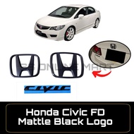 Honda Civic FD Front Rear Emblem Civic Worlding Logo Matte Black Logo Civic FD logo City Accessories