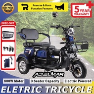 Tricycle Electric 3-seater Scooter Three Wheels E Bike Motor Scooter 800W Rechargeable