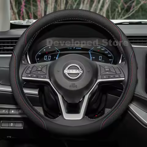 Car Steering Wheel Cover For Nissan Navara NP300 D23 D40 D22 2025-2008 Leather Auto Steering Wheel N