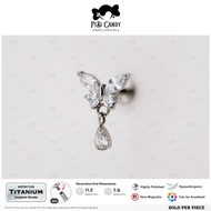 FiBiCandy ITL0311 Inaya 16G ASTM F136 Implant Grade Titanium Piercing Earring Butterfly Dangling