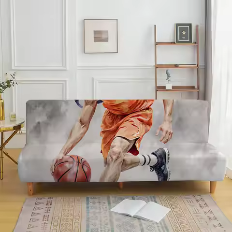 Orange basketball player printed sofa bed cover, living room sofa bed cover, dustproof machine washa