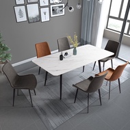 Stone Plate Dining Tables and Chairs Set Modern Minimalist Dining Table and Chair Italian-Style Light Luxury Small Apartment Dining Table Rectangular Dining-Table Chair