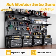 Standing Pegboard Gaming Room Rack Adjustable Pegboard Organizer Besi Rak Multipurpose Pegboard Rack