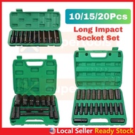 1/2" Long Impact Socket Adapter Box Socket 10/15/20pcs Set 6 Point Heavy Duty Wrench Spanner Spanar