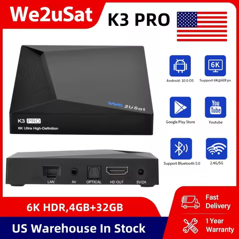 K3Pro 6K HDR Android 10 TV Box Quad Core 64 bit Build in WiFi-6 2.4GHz/5GHz+BT 5.0,4GB+32GB Set-top 