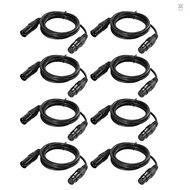 FLS 1M/3.3ft XLR Cable DMX Stage Light Cable 3-Pin XLR Male to Female Plug Black PVC Jack for Moving Head Light Spotlight Par Light Microphone Mixer, 8-Pack