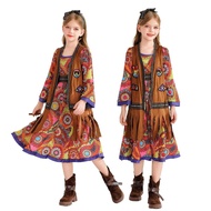 Halloween Children's Costume Little Girl Hippie 60s 70s Performance Outfit Carnival Dress