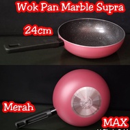 MERAH Wok Pan marble Supra 24cm Wok Pan Premium Supra 24cm Red