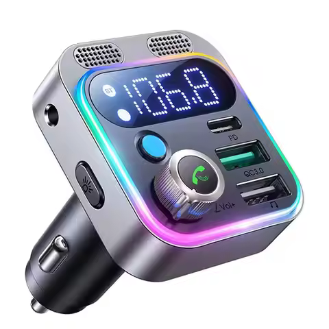2023 Bluetooth 5.3 FM Transmitter for Car Stronger Dual Mics Deep Bass Sound 48W PD&QC3.0 Car Charge