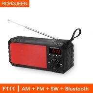 Royqueen AM FM SW 3 Band Bluetooth Wireless Outdoor Radio Speaker Rechargeable Solar Panel Charger Stereo MP3 Player Digital Portable Digital Tuner Broadcast Radio TF/SD Card USB Drive LCD Display Radio LoudSpeakers
