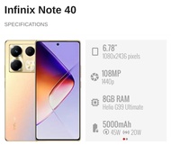 Infinix Note 40 (8GB RAM + 256GB ROM) | Malaysia Set | 1 Year Infinix Malaysia Warranty