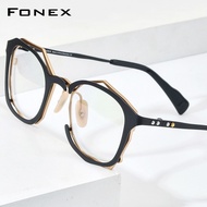 FONEX ไทเทเนียมบริสุทธิ์แว่นตากรอบผู้ชาย2022ใหม่วินเทจสแควร์แว่นตาสายตาสั้นแว่นตาแสง F85729