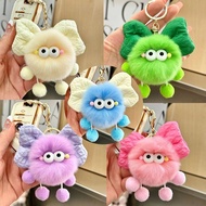 GANTUNGAN Elf Doll Keychain Cute Bow Briquette Plush Ball Bag Pendant