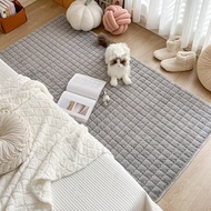 พรมปูพื้นขนฟูสไตล์ Mlife Ins สีครีม สำหรับห้องนอน ข้างเตียง ห้องตัวอย่าง ห้องนั่งเล่น แผ่นรองโต๊ะน้ำ