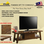 Atmua Furniture Timber 5 Feet 6 Feet TV Console Full Solid Rubber Wood TV Cabinet Rak TV Kayu