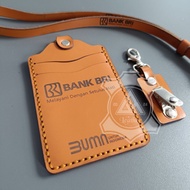 AR.Leather98 Genuine Leather ID Card Holder – Custom Nametag with BRI BANK Company Logo -CL2