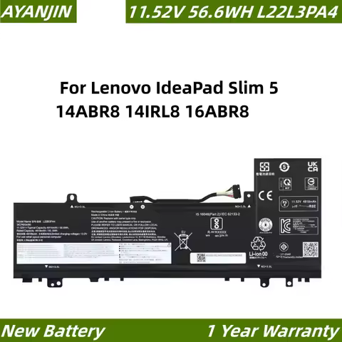 56.6WH L22L3PA4 L22B3PA4 Battery For Lenovo IdeaPad Slim 5 14ABR8 14IRL8 16ABR8 L22M3PA4 31CP6/55/90
