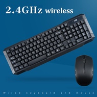 คีย์บอร์ดและเมาส์ไร้สาย ชุดแป้นพิมพ์และเมาส์ Keyboard and Mouse Set 2.4GHz Wireless Keyboard USB คีย์บอร์ดเกมมิ่ง Black