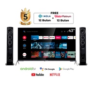 LED TV POLYTRON PLD 43TAG9959 Cinemax Tower Speaker Full HD (43 Inch) DIGITAL SMART ANDROID TV - BERGARANSI RESMI