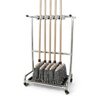 Stainless Steel Movable Mop Rack Floor Standing Sweeper Holder Organizer High Capacity Storage Easy 