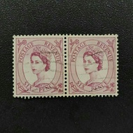 1950 Stamp United Kingdom-In Horizontal Pair-Used Stamp-Six Pence & Seven Pence Portrait of Queen El