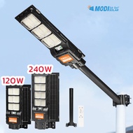 MODI โคมไฟถนนโซล่าเซลล์ 120W 240W (แสง : ขาว) daylight ระบบสว่างค้าง รีโมทคอนโทรล แผงMono ติดผนัง ยึ